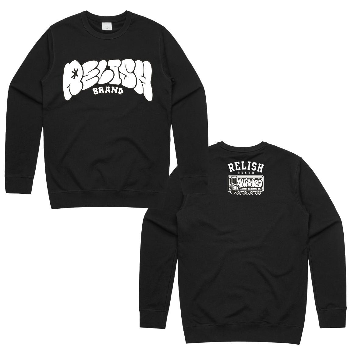 relish el train tag crewneck