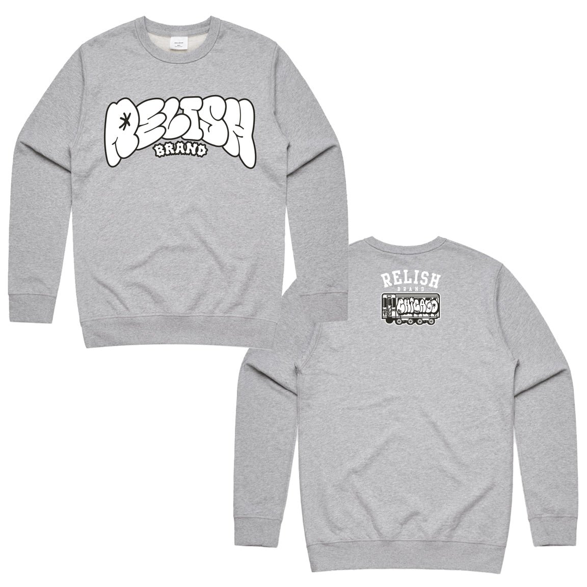 relish el train tag crewneck