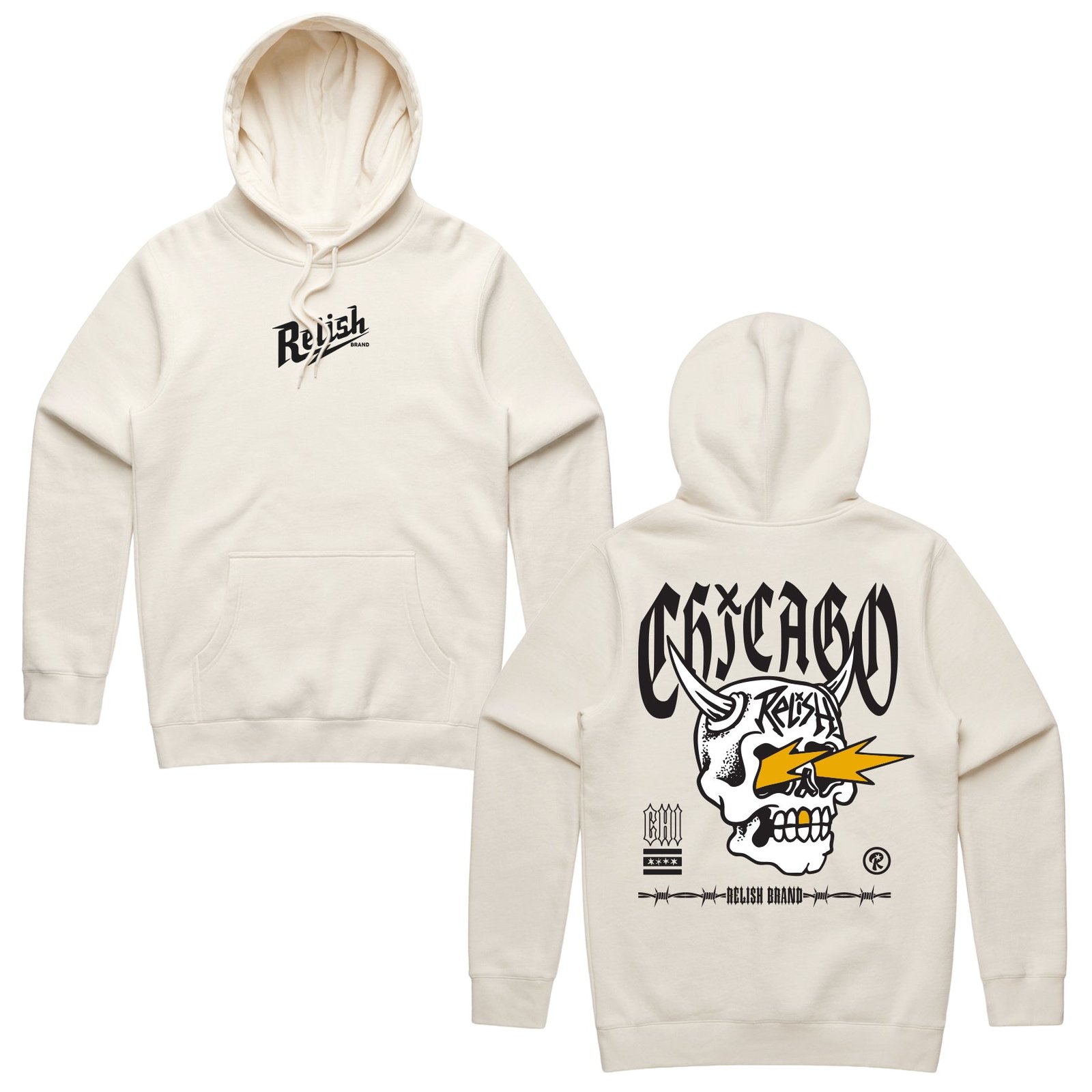 chicago horned skull pullover hoodie off white